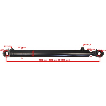 POLSKI SIŁOWNIK HYDRAULICZNY CJ2F 63x36 SKOK 1000 L=1282mm SKRAW-MET